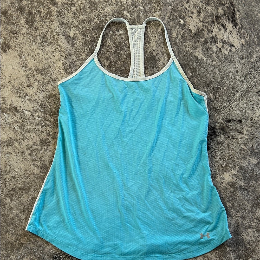 Under Armour Women's Aqua Racerback Tank with White Trim